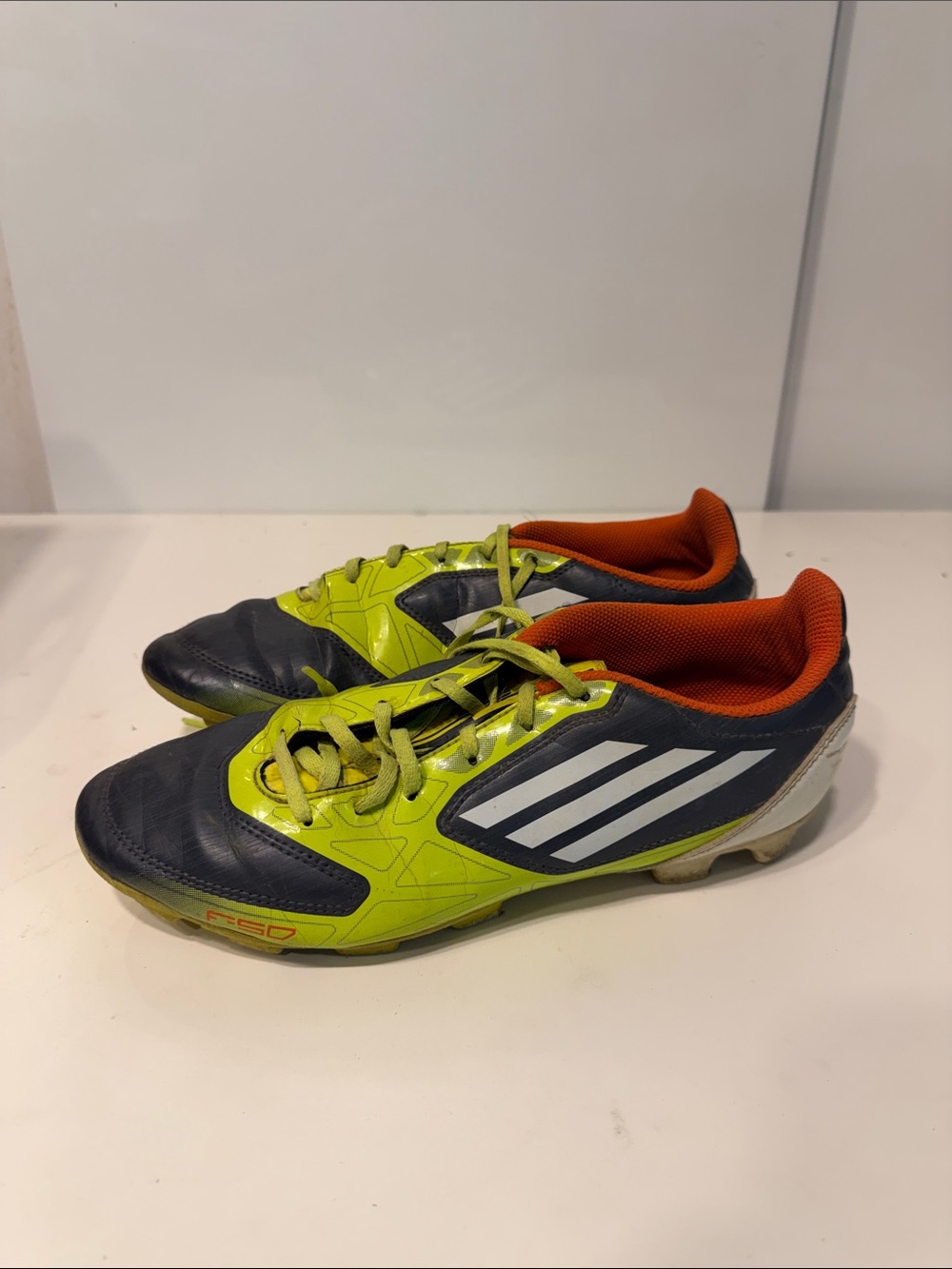 Used ADIDAS F10 TRX FG SOCCER BOOTS CLEATS RARE BLACK YELLOW men’s 7.5